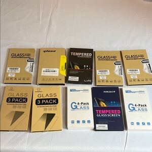 10 Packs of Assorted Glass Screen Protectors